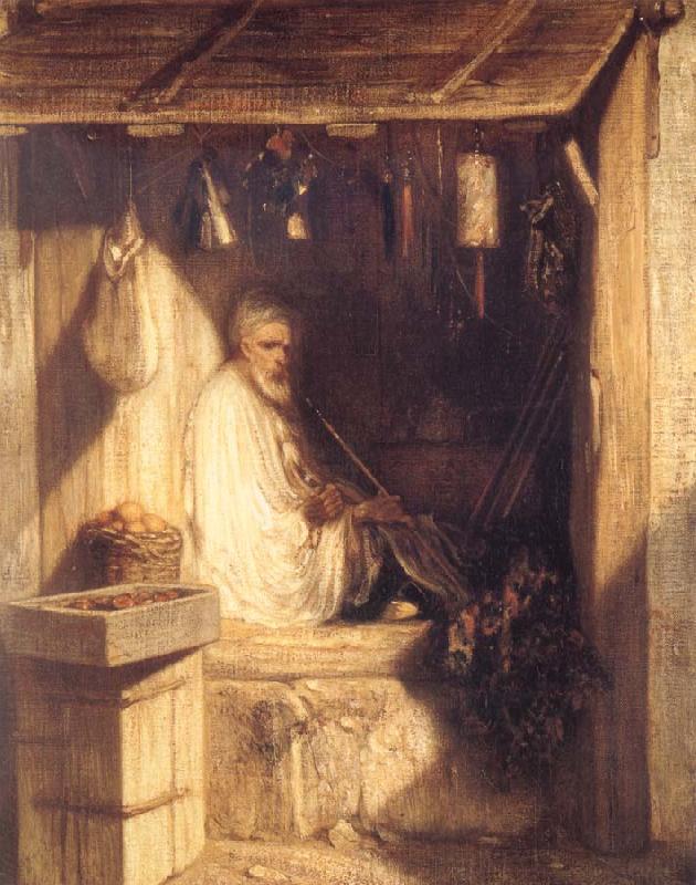 Alexandre Gabriel Decamps Tukish Merchant Smoking in his Shop china oil painting image